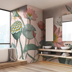 Carta da parati Fiori di loto nelumbo - bagno Carta da parati Fiori di loto nelumbo - bagno