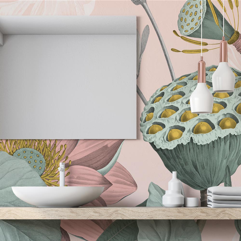 Carta da parati Fiori di loto nelumbo bagno Carta da parati Fiori di loto nelumbo bagno