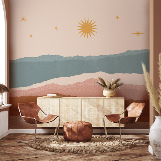 Carta da parati Sole e stelle - soggiorno