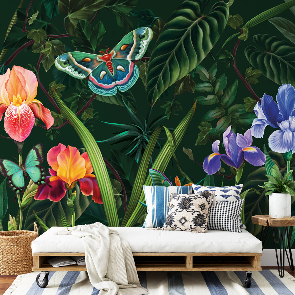 Carta da parati Il giardino delle farfalle - soggiorno Carta da parati Il giardino delle farfalle - soggiorno