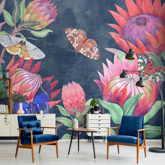 Carta da parati Farfalle nel blu soggiorno 3 Carta da parati Farfalle nel blu soggiorno 3