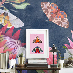 Carta da parati Farfalle nel blu - soggiorno Carta da parati Farfalle nel blu - soggiorno