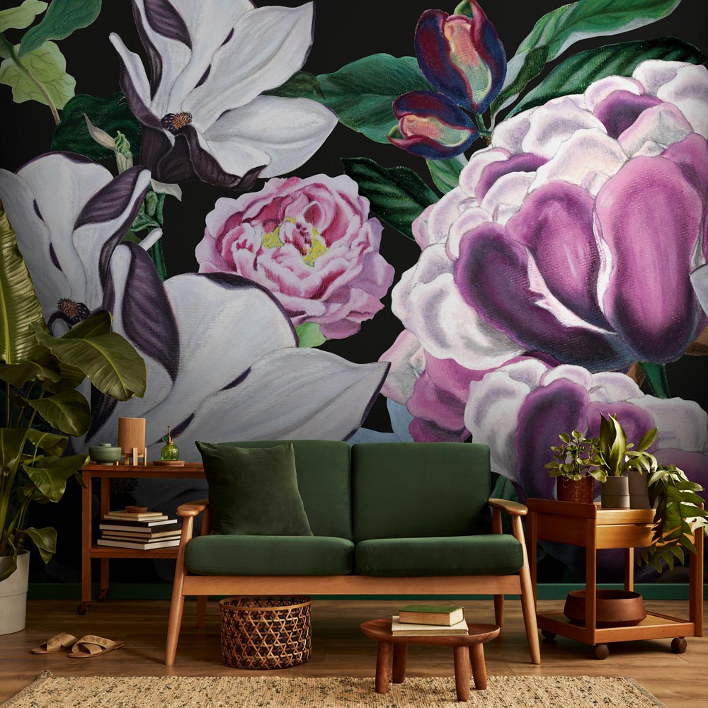 Carta da parati Fiori rigogliosi soggiorno 3 Carta da parati Fiori rigogliosi soggiorno 3