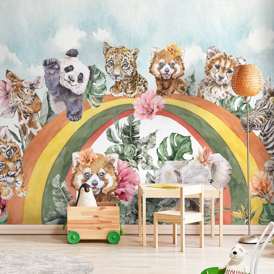 Carta da parati Jungle rainbow - per bambini