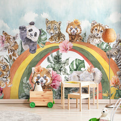 Carta da parati Jungle rainbow - per bambini Carta da parati Jungle rainbow - per bambini