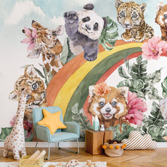 Carta da parati Jungle rainbow per bambini 2 Carta da parati Jungle rainbow per bambini 2