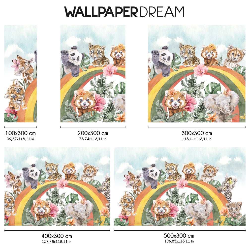 Carta da parati Jungle rainbow dimensioni Carta da parati Jungle rainbow dimensioni