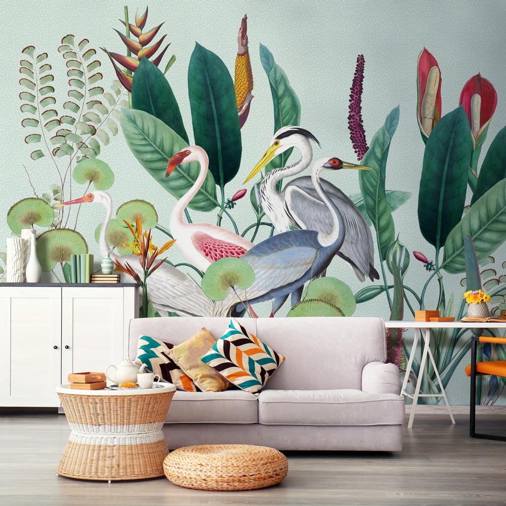 Carta da parati Fenicotteri - soggiorno Carta da parati Fenicotteri - soggiorno
