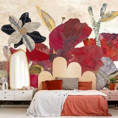 Carta da parati Newspaper collage - camera da letto Carta da parati Newspaper collage - camera da letto