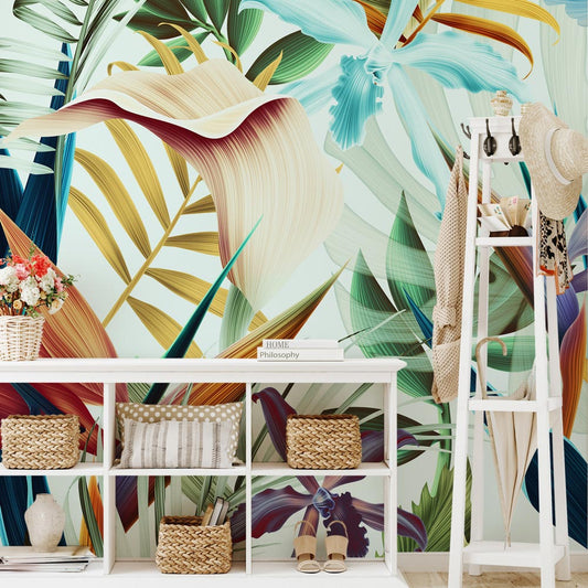 Carta da parati Strelitzie tropicali - soggiorno, esercizi commerciali