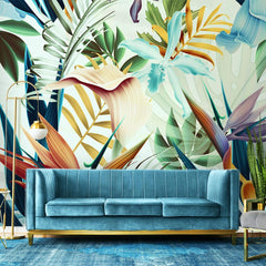 Carta da parati Strelitzie tropicali soggiorno 2 Carta da parati Strelitzie tropicali soggiorno 2