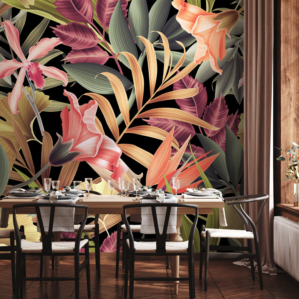 Carta da parati Natura tropicale - sala da pranzo Carta da parati Natura tropicale - sala da pranzo