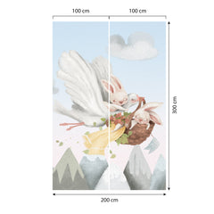 Carta da parati Coniglietti in viaggio dimensioni 2 Carta da parati Coniglietti in viaggio dimensioni 2