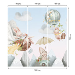 Carta da parati Coniglietti in viaggio dimensioni 3 Carta da parati Coniglietti in viaggio dimensioni 3