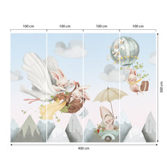 Carta da parati Coniglietti in viaggio dimensioni 4 Carta da parati Coniglietti in viaggio dimensioni 4