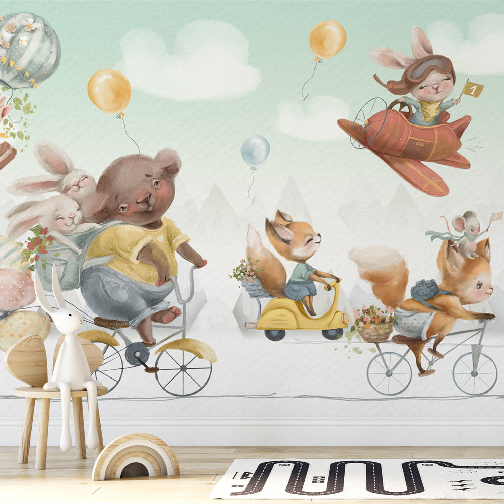 Carta da parati Animaletti giramondo - per bambini Carta da parati Animaletti giramondo - per bambini