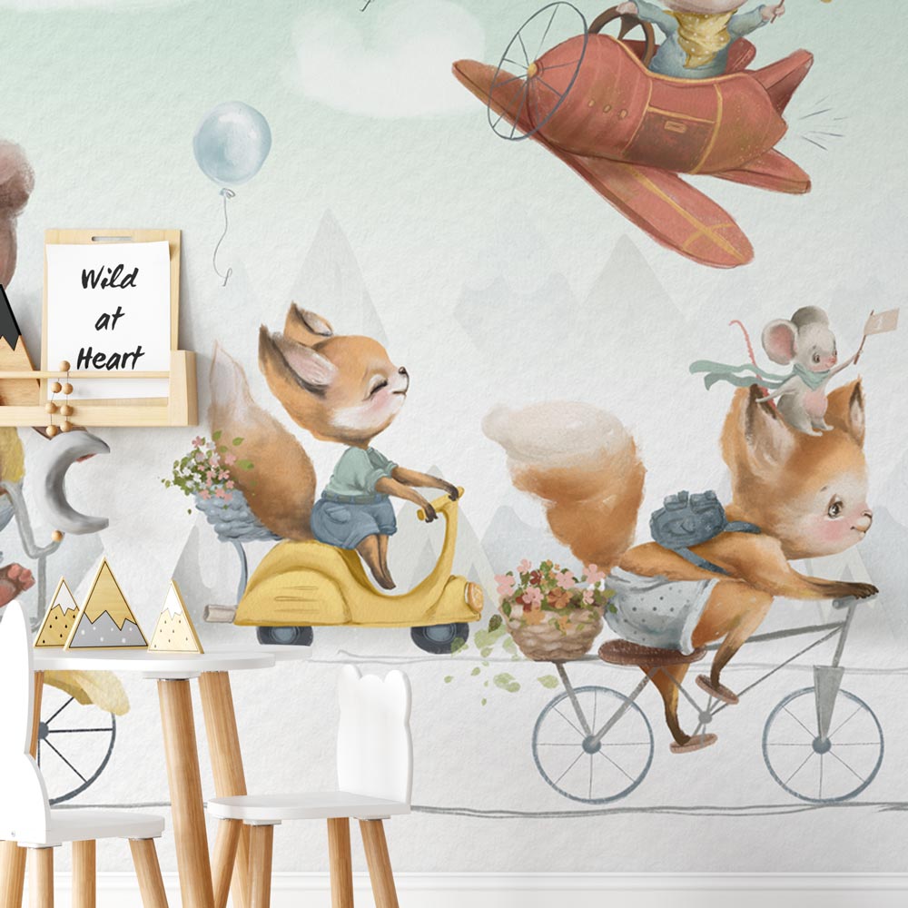 Carta da parati Animaletti giramondo per bambini 2 Carta da parati Animaletti giramondo per bambini 2