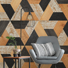Carta da parati Legno geometrico - soggiorno Carta da parati Legno geometrico - soggiorno