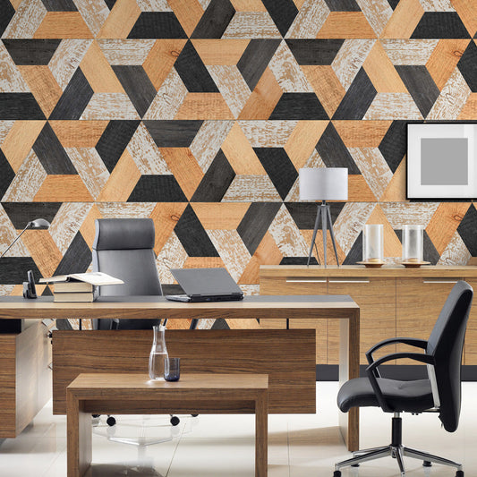 Carta da parati Legno geometrico - ufficio