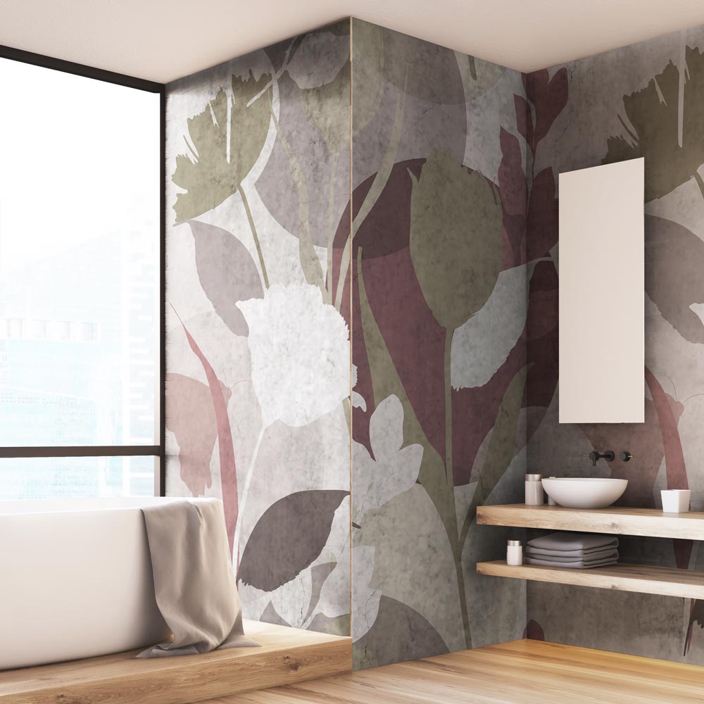 Carta da parati Silhouette floreale bagno 2 Carta da parati Silhouette floreale bagno 2