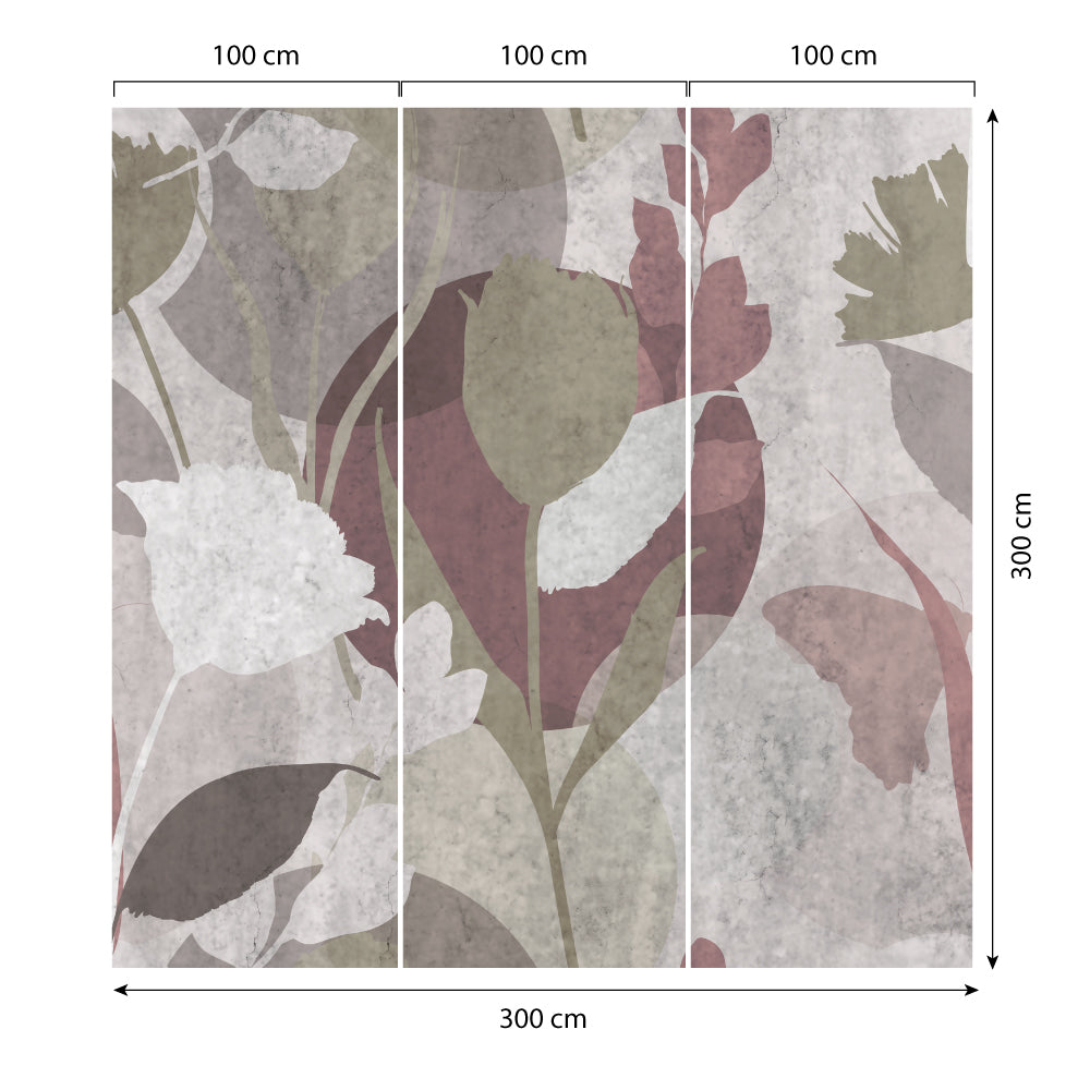 Carta da parati Silhouette floreale dimensioni 3 Carta da parati Silhouette floreale dimensioni 3