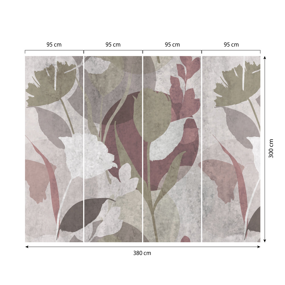 Carta da parati Silhouette floreale dimensioni 8 Carta da parati Silhouette floreale dimensioni 8