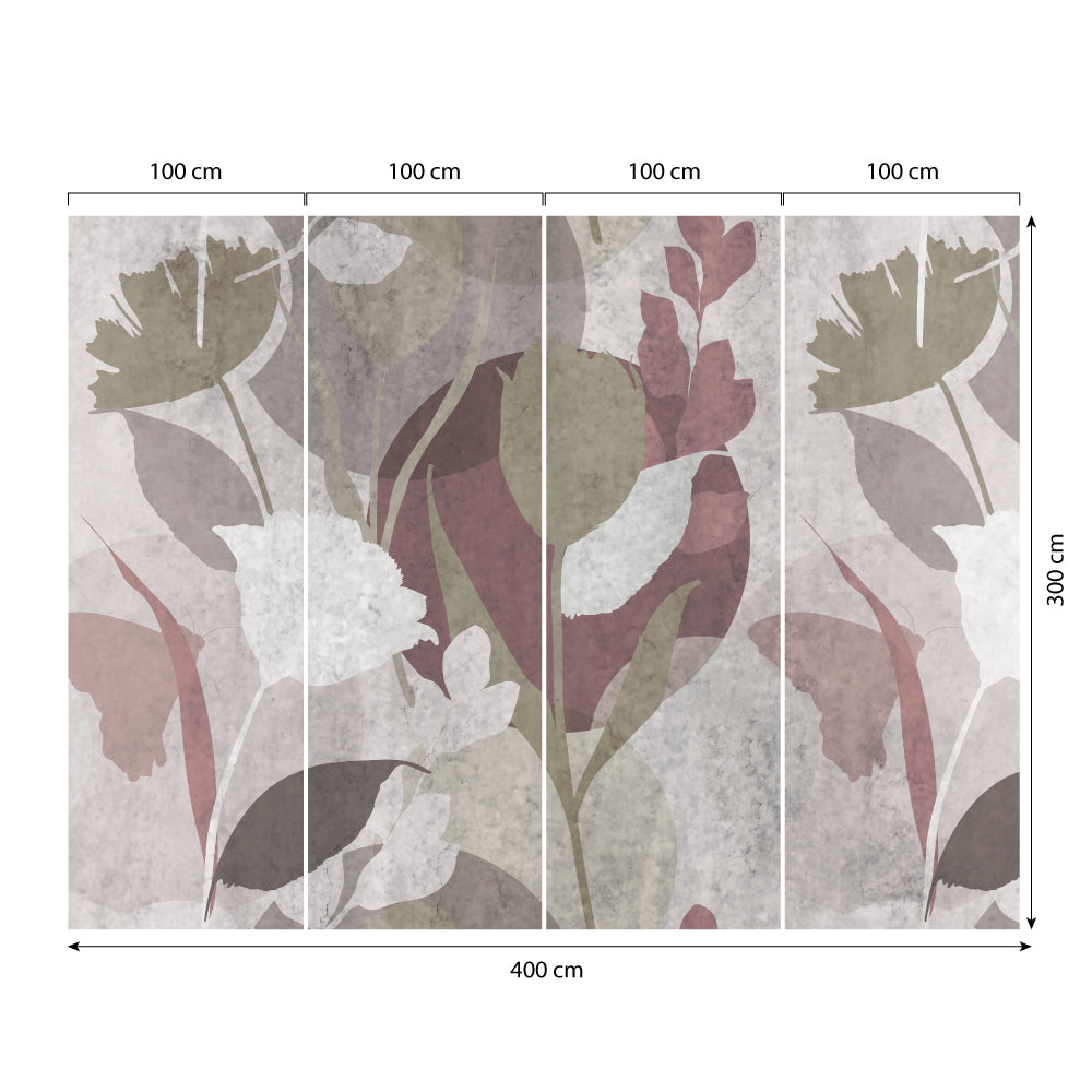 Carta da parati Silhouette floreale dimensioni 4 Carta da parati Silhouette floreale dimensioni 4