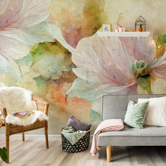 Carta da parati Petali evanescenti -soggiorno | rosa
