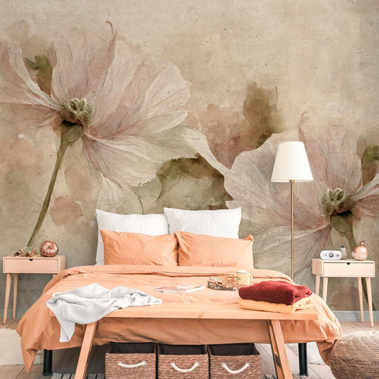 Carta da parati Petali evanescenti -camera da letto | beige