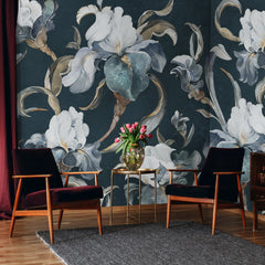 Carta da parati Iris - soggiorno | blu Carta da parati Iris - soggiorno | blu