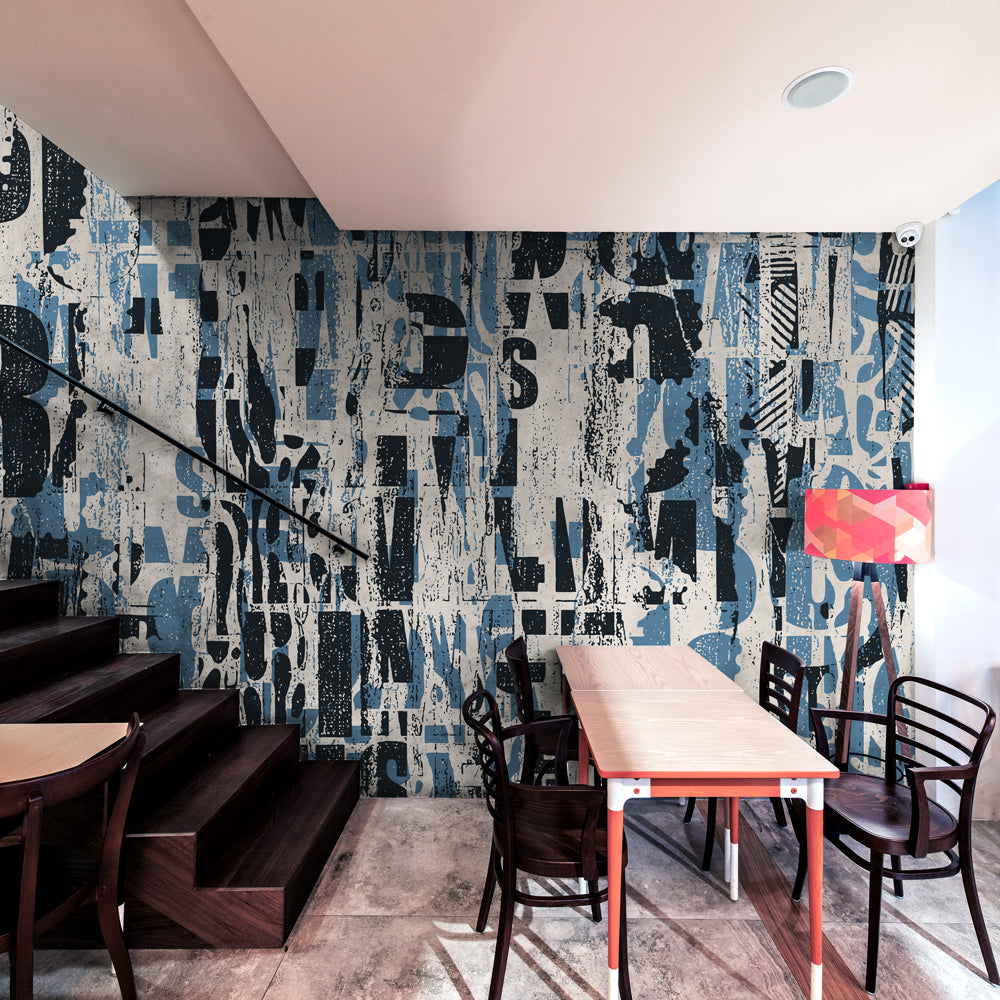 Carta da parati Impact - sala da pranzo | blu Carta da parati Impact - sala da pranzo | blu