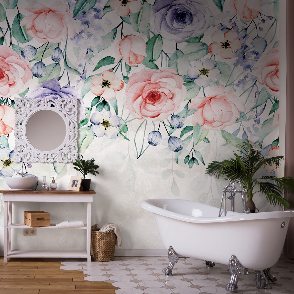 Carta da parati Romantic Roses - bagno Carta da parati Romantic Roses - bagno