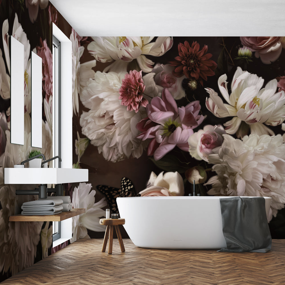 Carta da parati Fiori dipinti - bagno Carta da parati Fiori dipinti - bagno