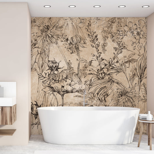 Carta da parati Fiori Incisi - bagno