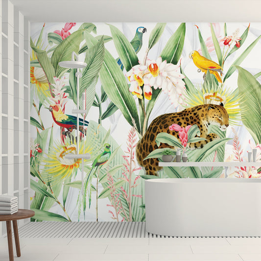 Carta da parati Tropicale chic - bagno