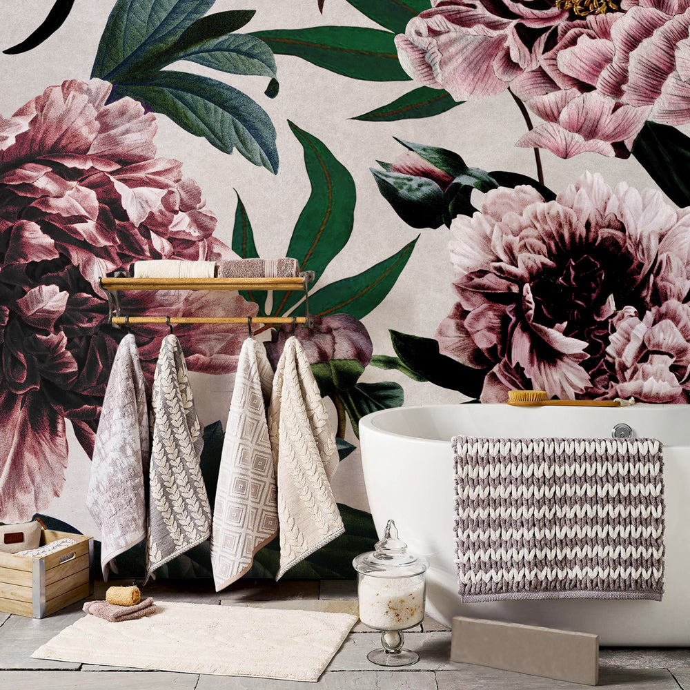 Carta da parati Peonie eleganti - bagno Carta da parati Peonie eleganti - bagno