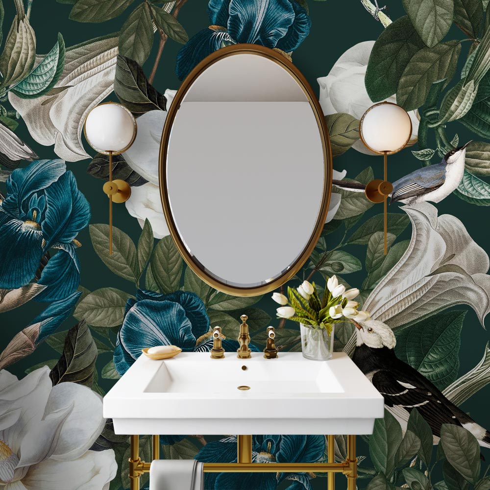 Carta da Parati in Fibra di Vetro Birds Paradise bagno 2 Carta da Parati in Fibra di Vetro Birds Paradise bagno 2