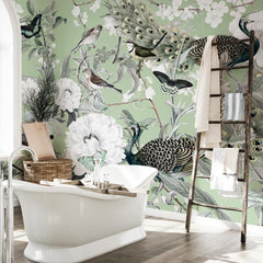 Carta da parati Pavoni bagno 2 Carta da parati Pavoni bagno 2