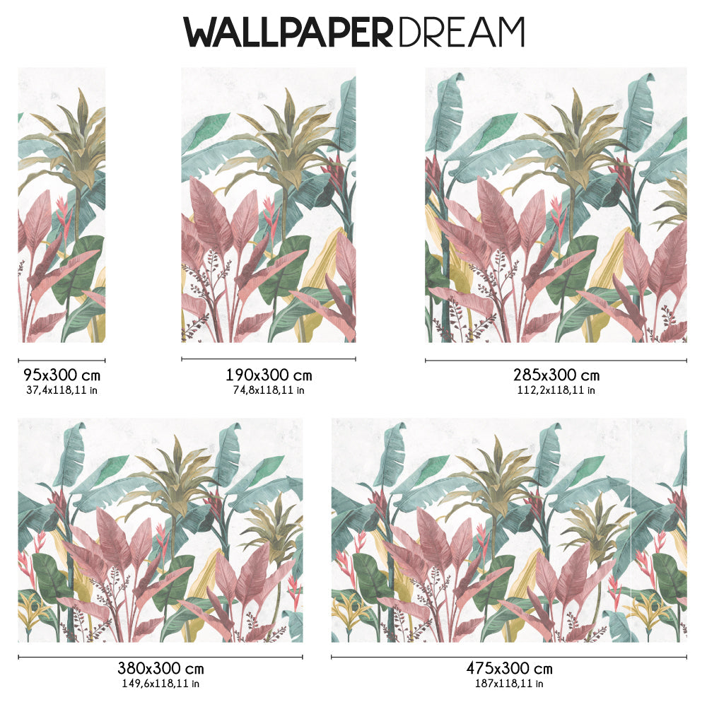 Carta da parati Fogliame tropicale dimensioni Fibra di Vetro Carta da parati Fogliame tropicale dimensioni Fibra di Vetro