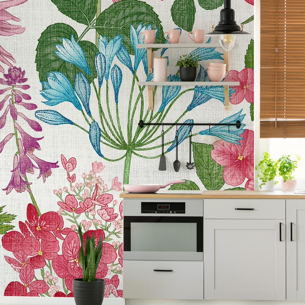 Carta da Parati in Fibra di Vetro Tela fiorita cucina 2 Carta da Parati in Fibra di Vetro Tela fiorita cucina 2