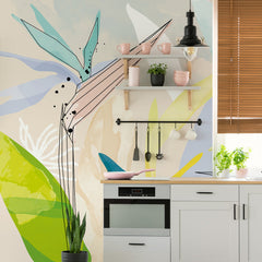 Carta da Parati in Fibra di Vetro Strelitzia line art cucina 2 Carta da Parati in Fibra di Vetro Strelitzia line art cucina 2