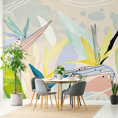 Carta da Parati in Fibra di Vetro Strelitzia line art - sala da pranzo Carta da Parati in Fibra di Vetro Strelitzia line art - sala da pranzo