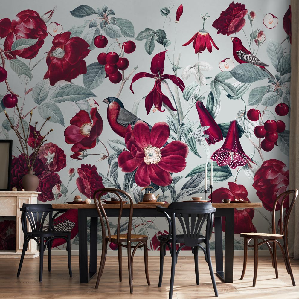 Carta da Parati in Fibra di Vetro Cherry - sala da pranzo Carta da Parati in Fibra di Vetro Cherry - sala da pranzo