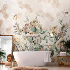 Carta da parati Giardino geometrico bagno 3 Carta da parati Giardino geometrico bagno 3