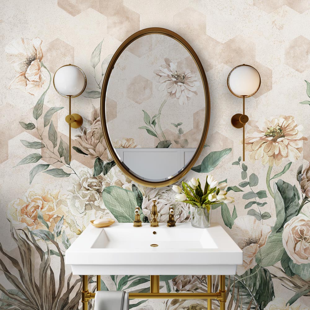 Carta da parati Giardino geometrico bagno 2 Carta da parati Giardino geometrico bagno 2