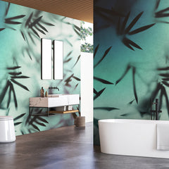 Carta da parati in Fibra di Vetro Bamboo bagno 2 | turchese Carta da parati in Fibra di Vetro Bamboo bagno 2 | turchese