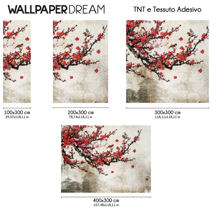 Carta da Parati Fiori Rossi Dimensioni TNT