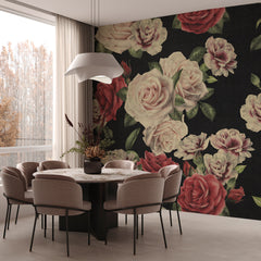 Carta da parati Roses Retrò - sala da pranzo, soggiorno