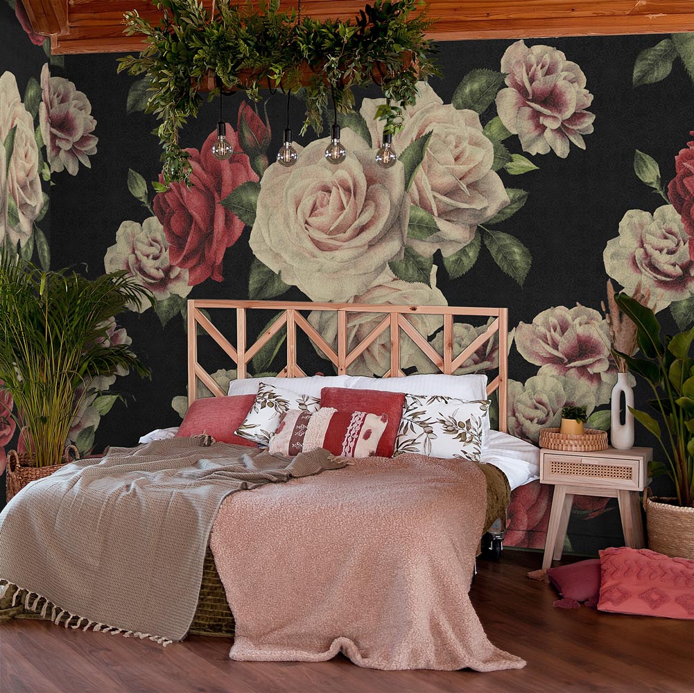 Carta da parati Roses Retrò - camera da letto