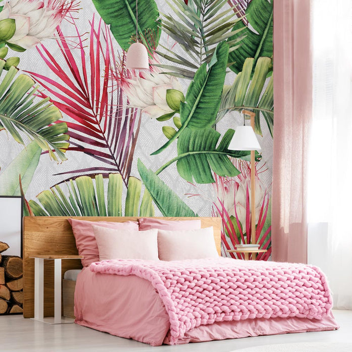 Carta da parati Tropical Leaves - camera da letto